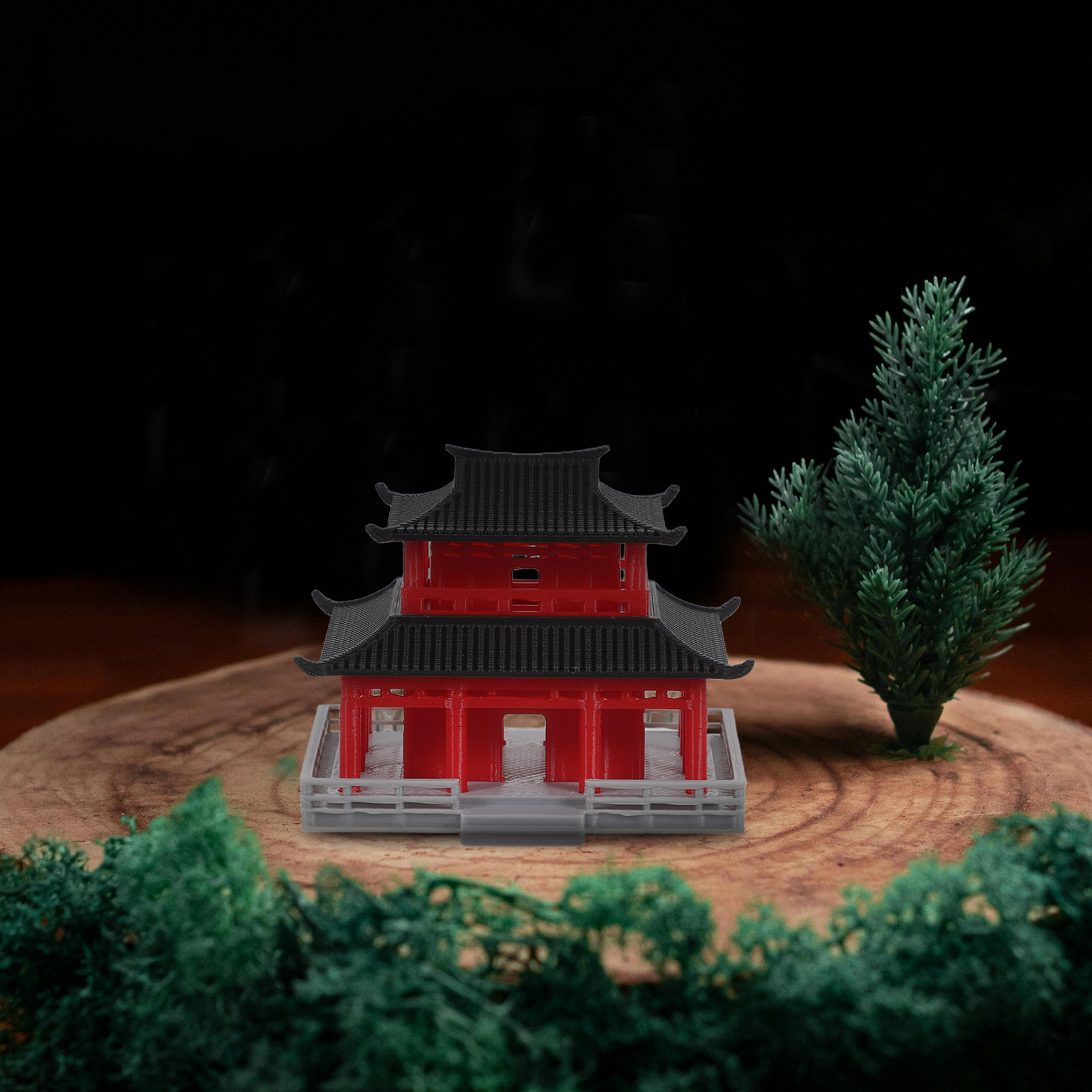 Pabellón chino antiguo negro y - Aquarium Decor reseña y precio